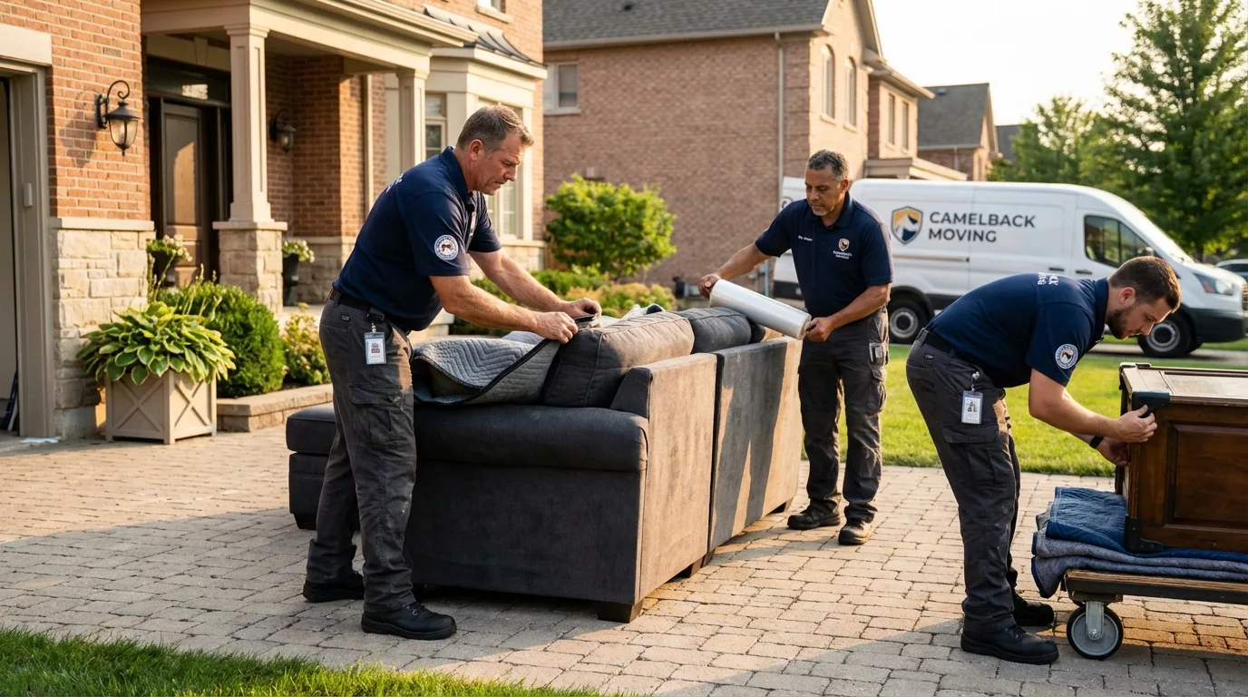 Large estate moving crew wrapping furniture in Big Lake, AK
